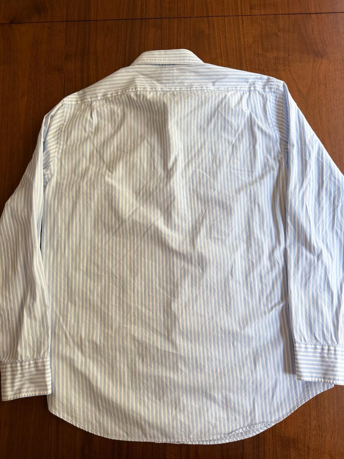 Thomas Mason for J.Crew Slim Fit LS Dress Shirt Blue & White Stripe - Size 17-35