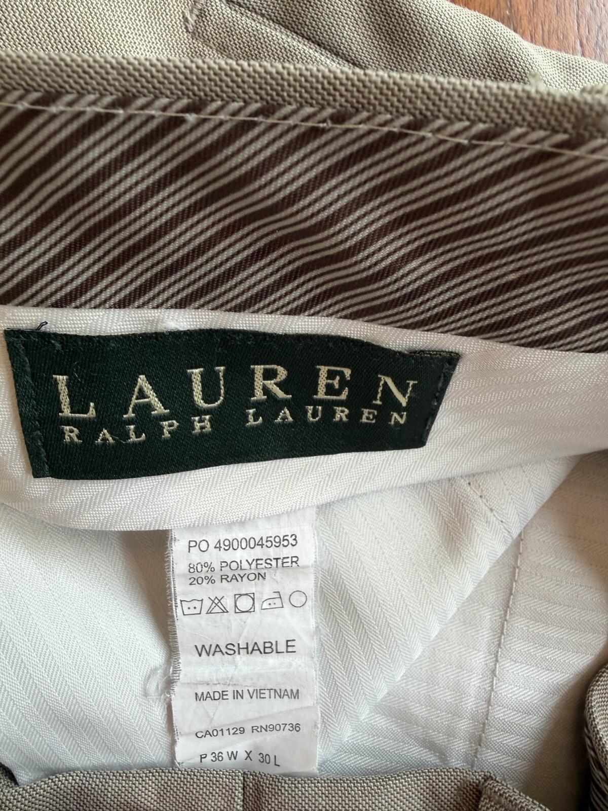 Lauren Ralph Lauren Men's Tan Pleated Cuffed Dress Pants - Size 36x30