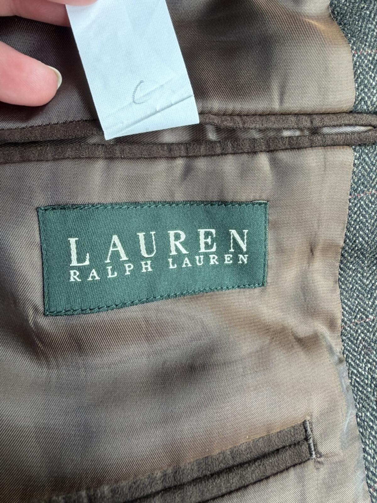 Lauren Ralph Lauren Men's Gray Herringbone Wool Blazer w/Elbow Patches - S 46R