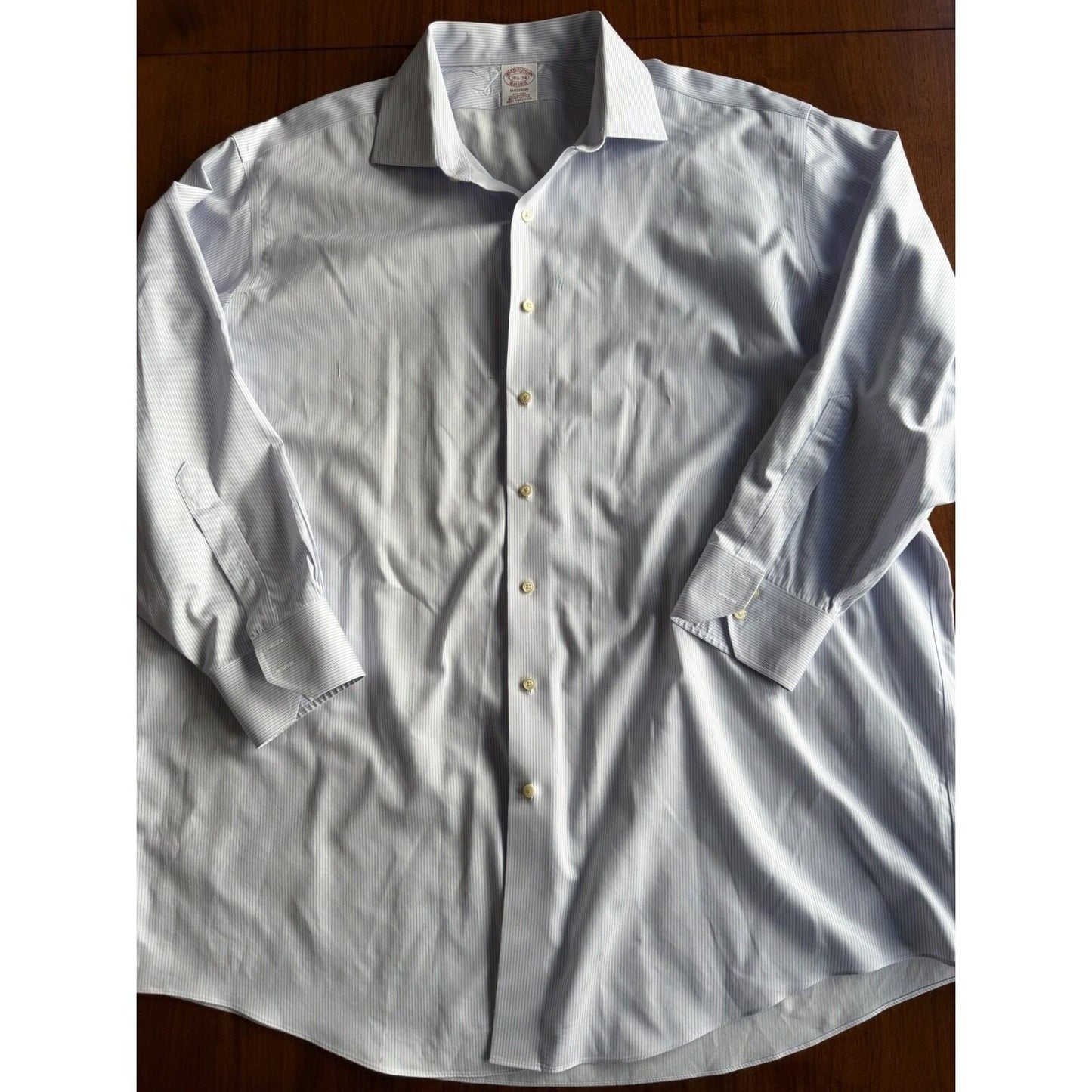 Brooks Brothers Men's Non-Iron Supima Blue Striped Dress Shirt - Size 18.5-34