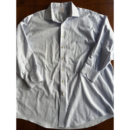 Brooks Brothers Men's Non-Iron Supima Blue Striped Dress Shirt - Size 18.5-34