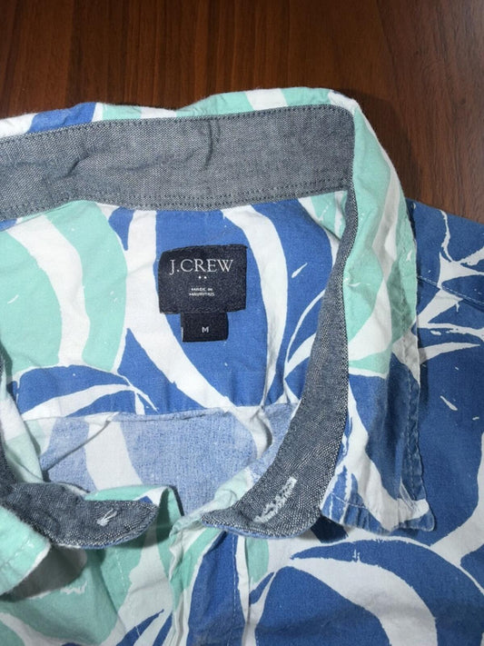 J.Crew Men's Flex Short Sleeve Shirt Blue & Mint Beach Ball Print - Size M