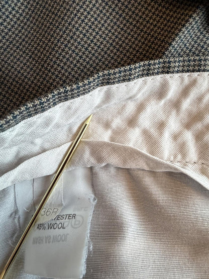 Vintage Robert Carlyle Men's Houndstooth Wool Blend Pleated Trousers - Size 34