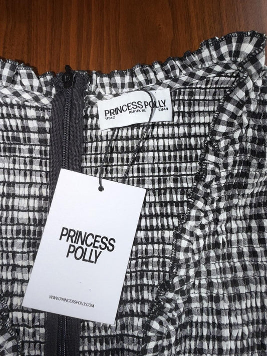 Princess Polly Black and White Gingham Romper NWT - Size 12