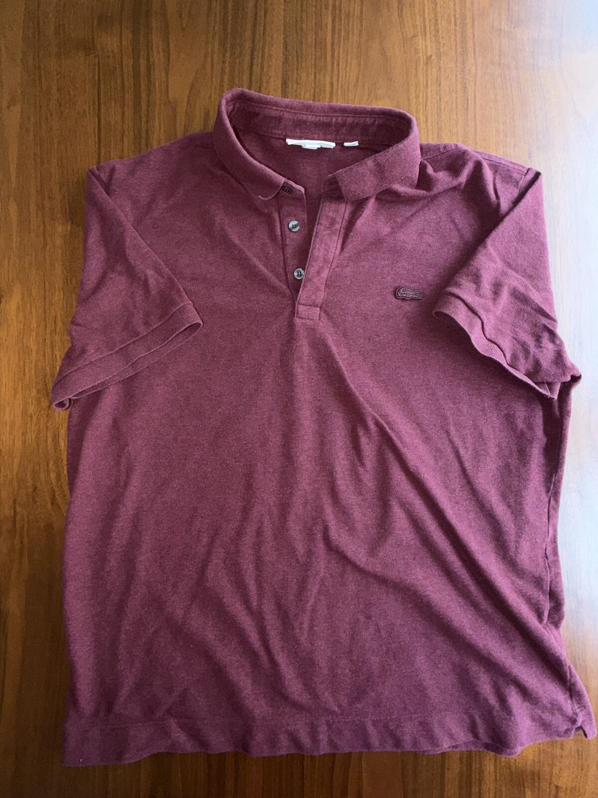 Lacoste Regular Fit Burgundy Short Sleeve Polo Shirt - Size XL