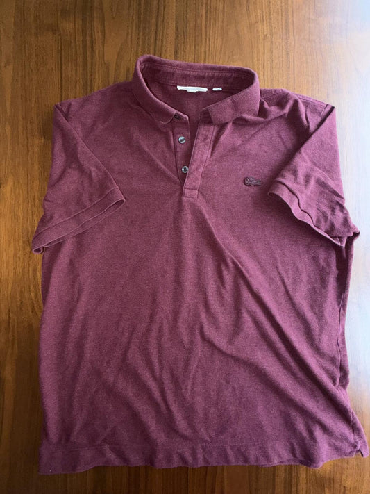 Lacoste Regular Fit Burgundy Short Sleeve Polo Shirt - Size XL