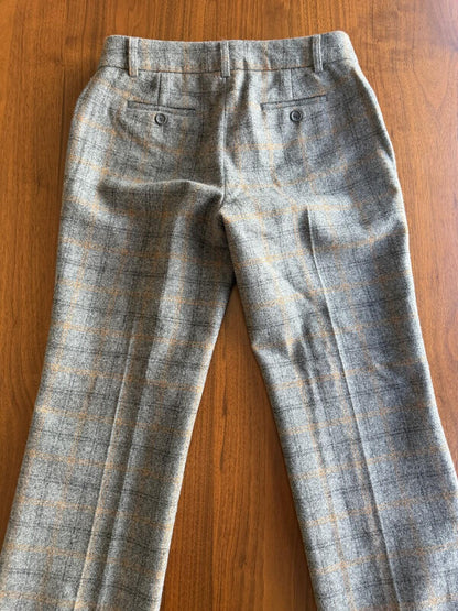 J.Crew Women's Italian Wool Grey Plaid Pants - Size 2