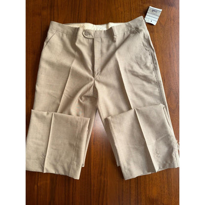 Vintage Aurelli Men's Tan Textured Dress Pants - Size 36