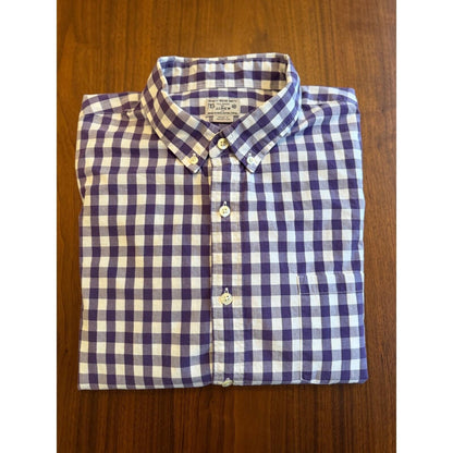 J.Crew Men's Woven Tailored Gingham Button-Down Shirt Purple/White - Size XL