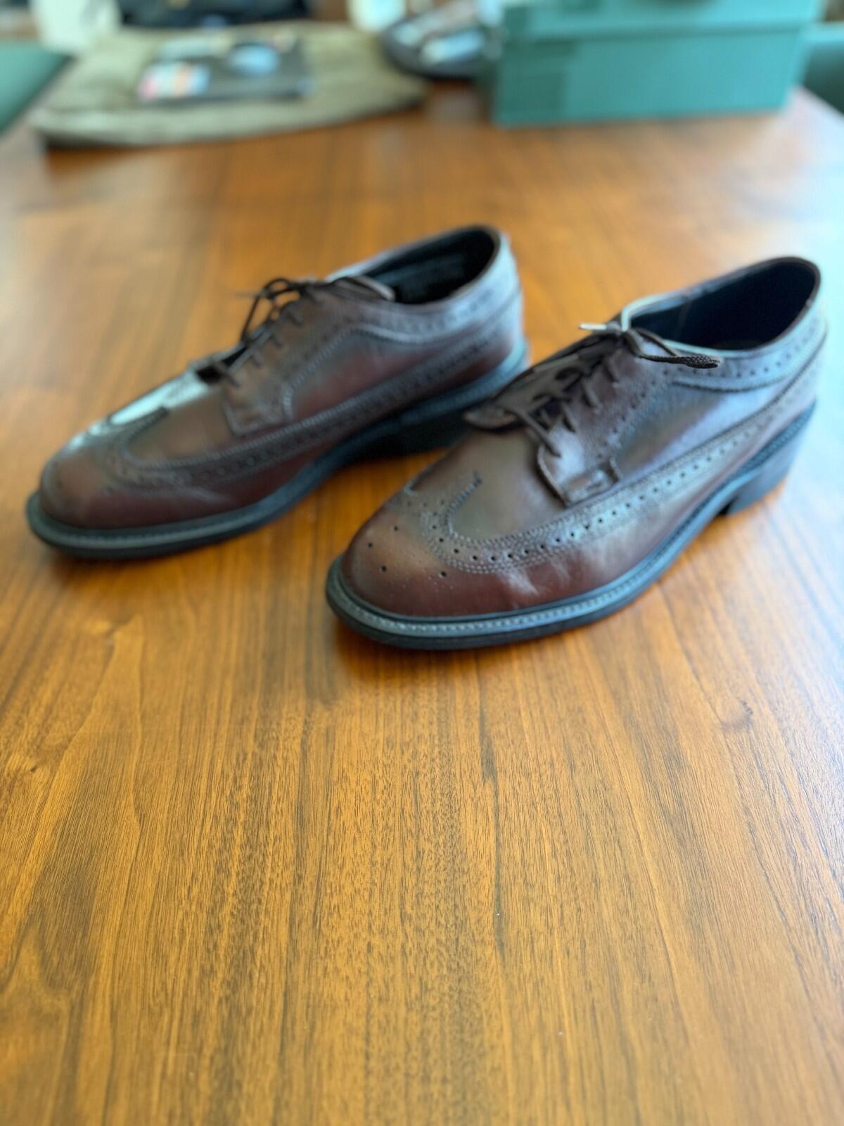 Hitchcock Brown Leather Longwing Brogue Shoes Men's Size 9 Wide