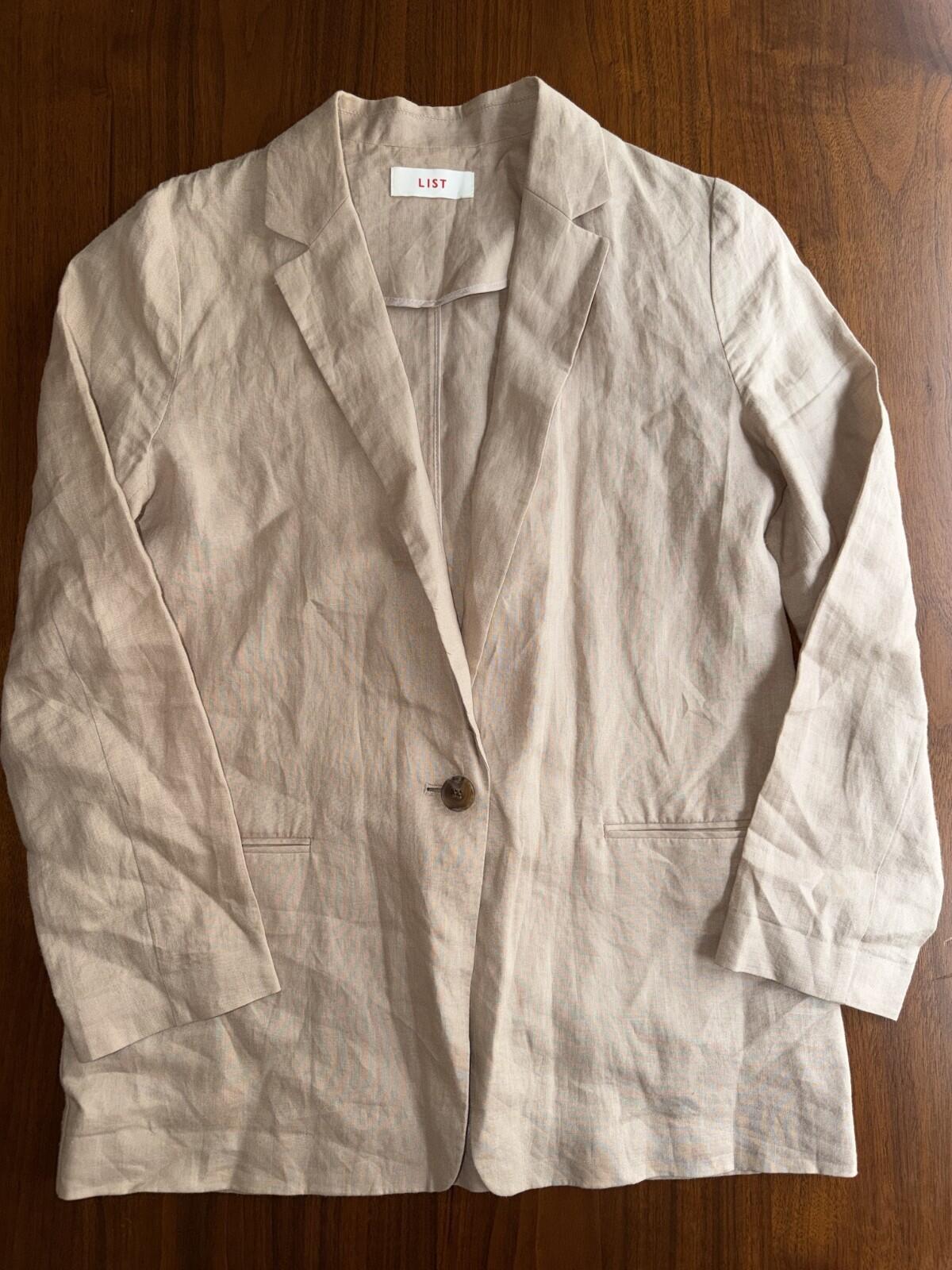 LIST Women's 100% Linen Beige Blazer - Size S