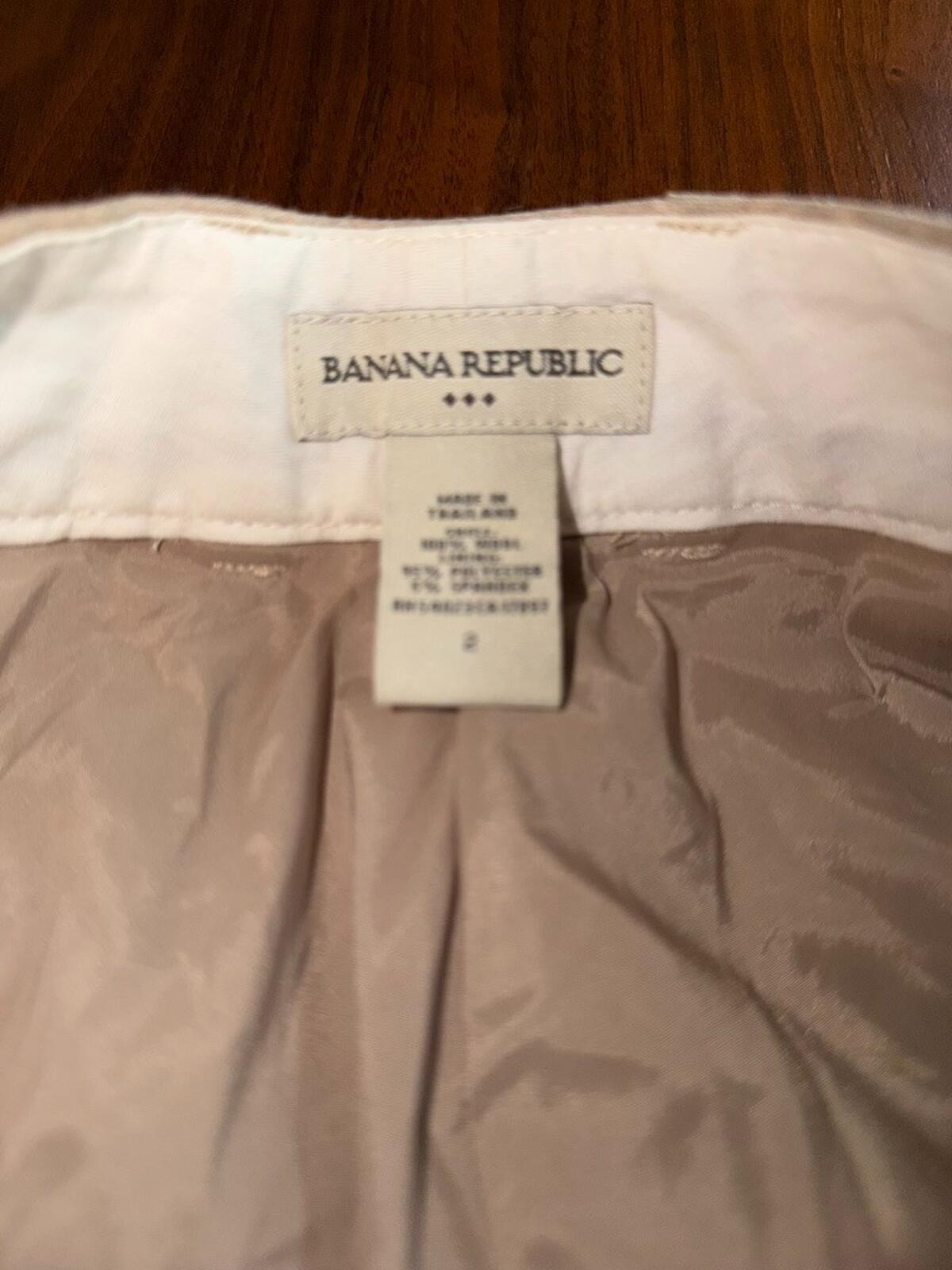 Banana Republic Women's Wool Striped Straight Leg Tan Trousers - Size 2