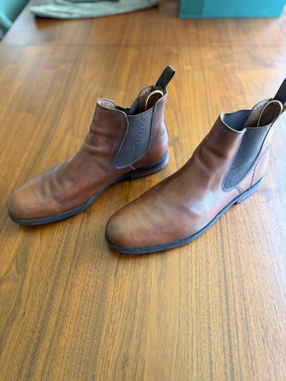 Johnston & Murphy Men's XC4 Stanton Chelsea Boots Brown Leather Size 12