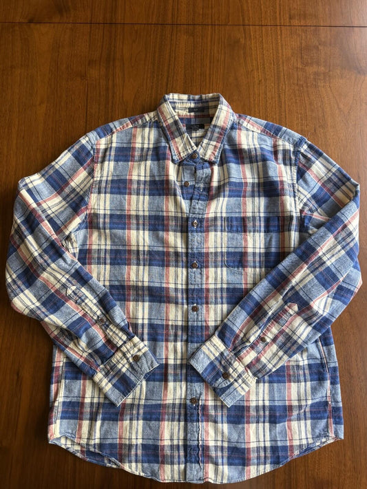 J.Crew Men's Homespun Slim Fit Blue Plaid Button-Down - Size L