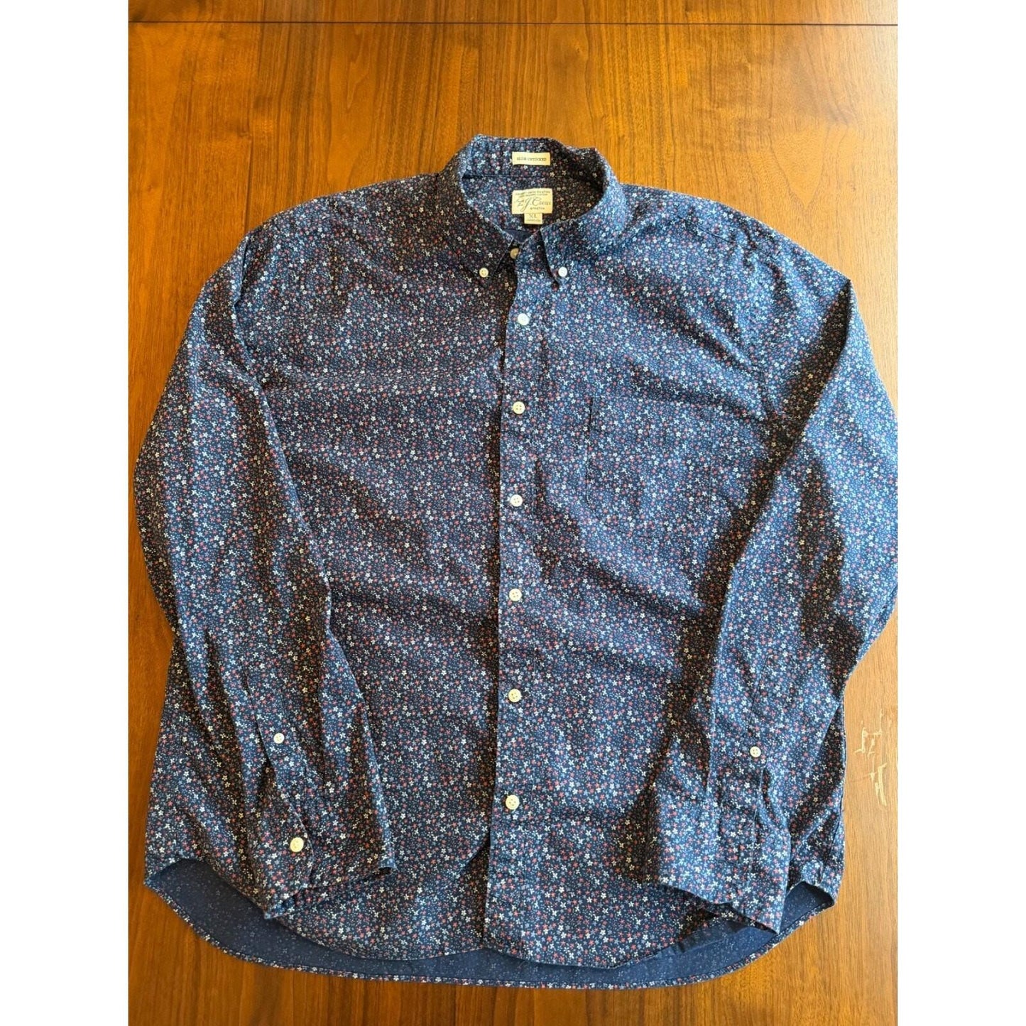 J.Crew Men's Slim Untucked Secret Wash Og Cotton Stretch Floral Shirt - Size XL