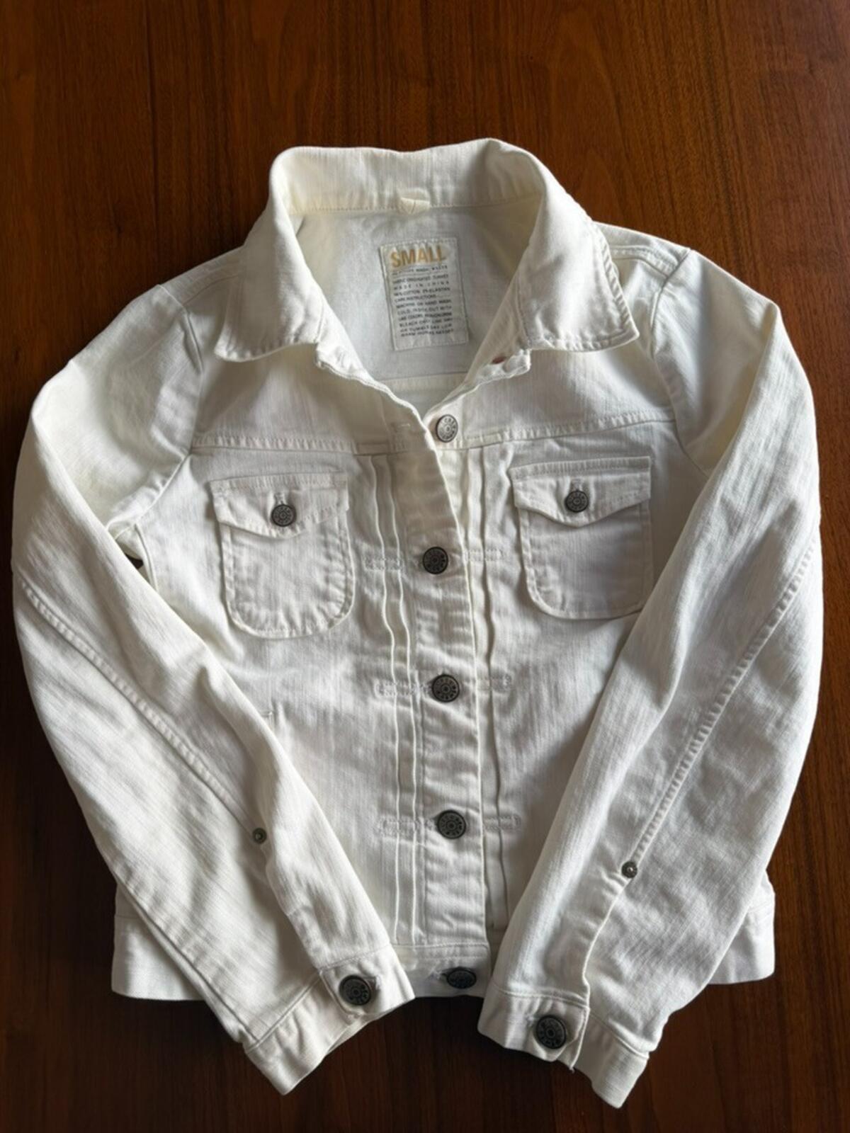 J.Crew Women's White Denim Jacket - Size S