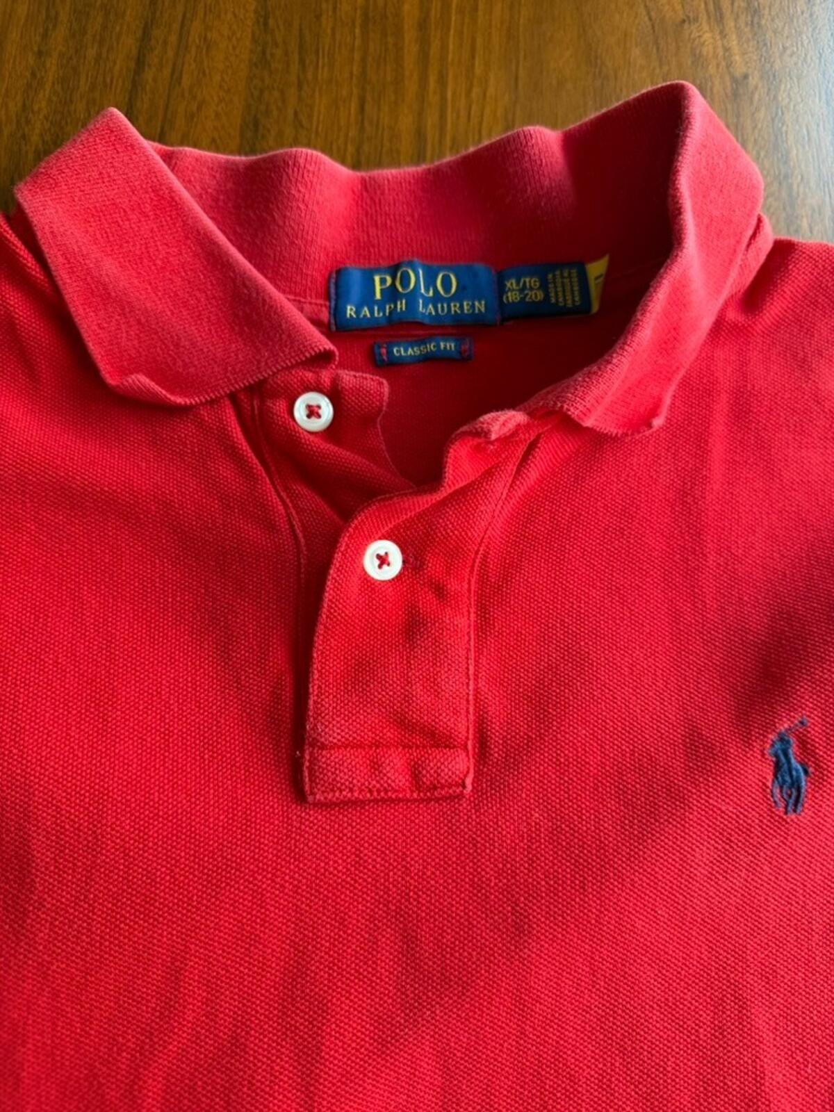Polo Ralph Lauren Boy's XL (18-20) Classic Fit Red Short Sleeve Polo Shirt