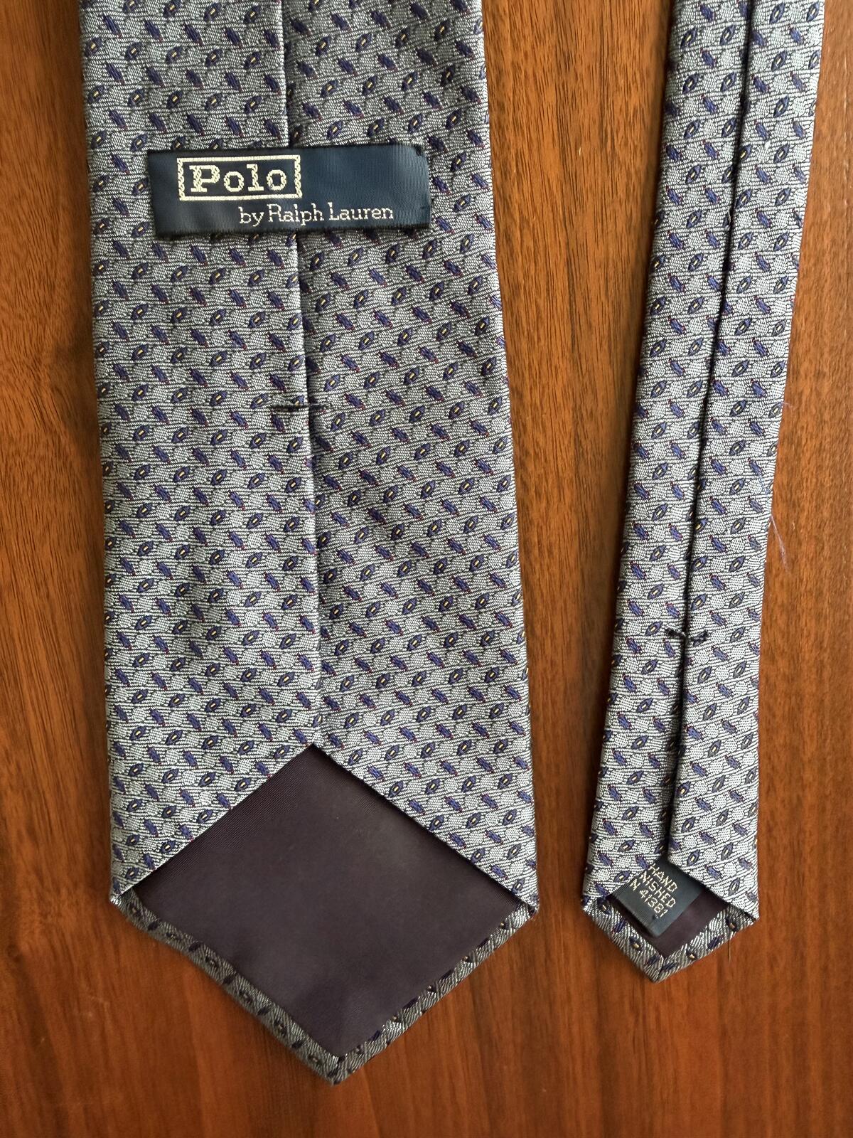 Vintage Polo Ralph Lauren Blue Patterned Silk Neck Tie