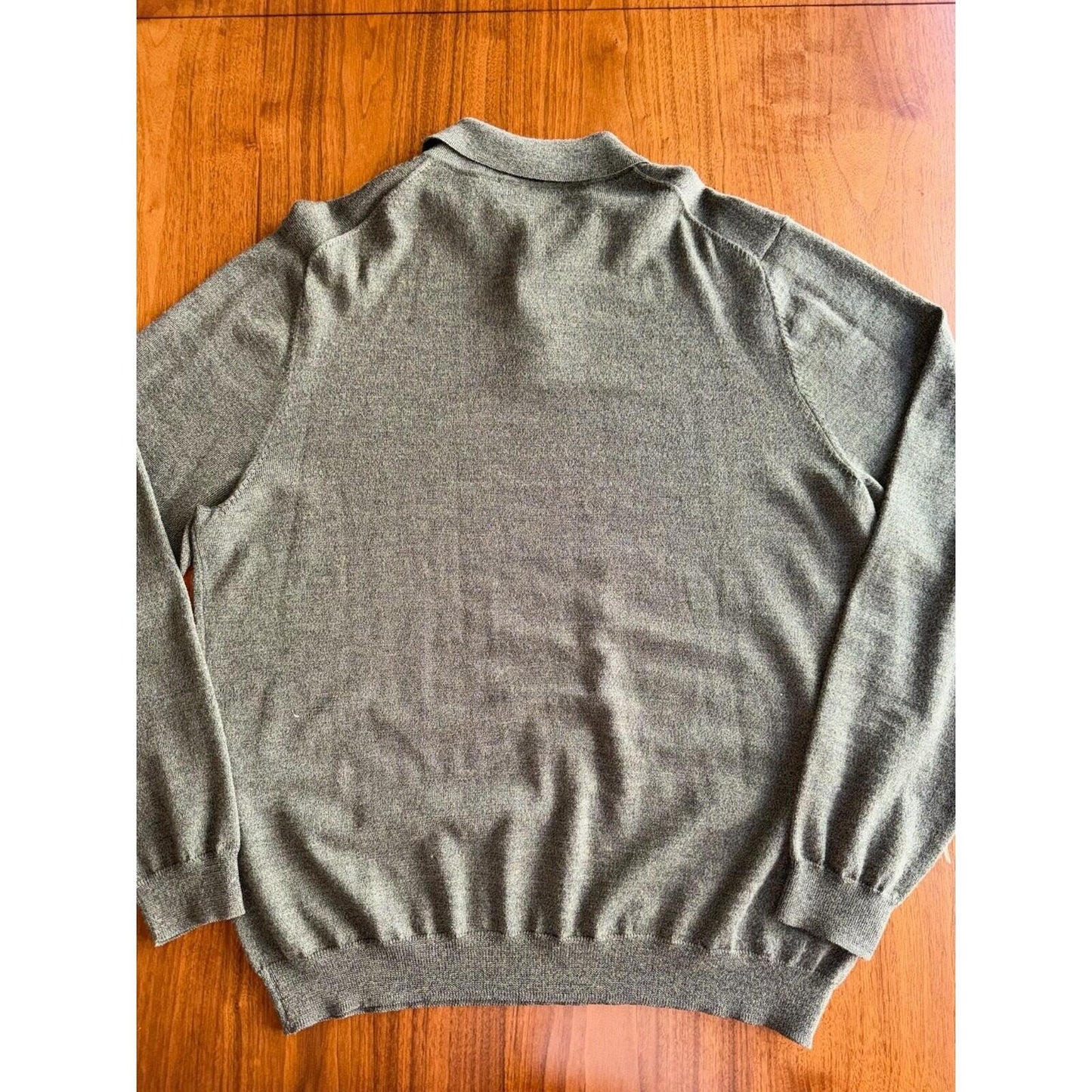 Brooks Brothers Italian Merino Wool Grey Long Sleeve Polo Sweater - Size XL