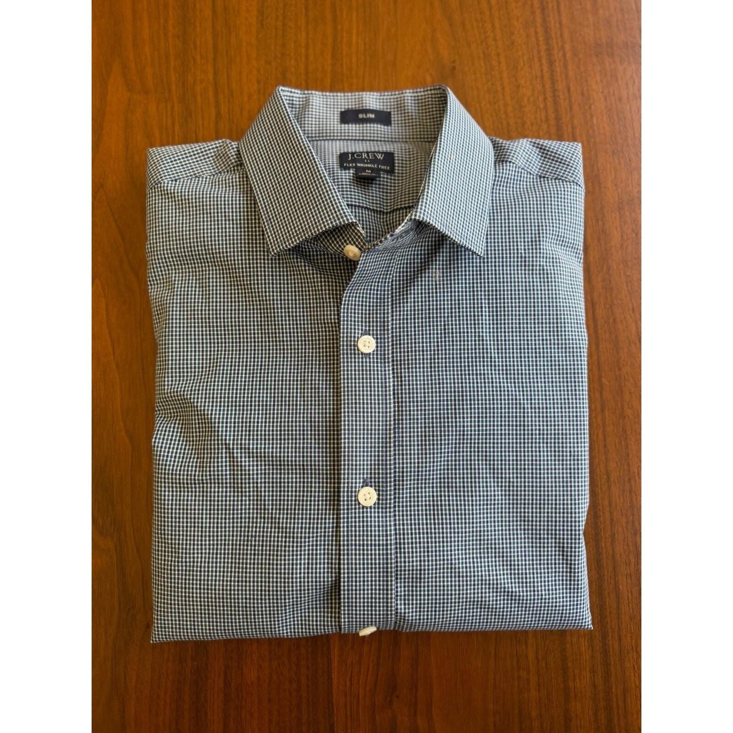 J.Crew Men's Flex Slim Fit Micro-Check Long Sleeve Dress Shirt - Size M