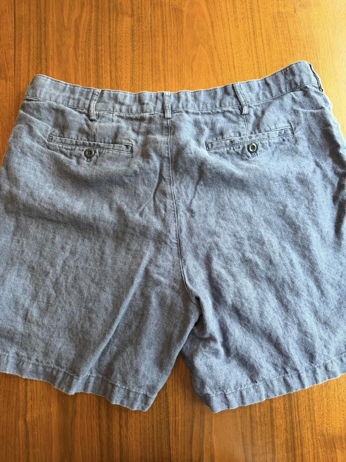 Banana Republic Men's Navy Blue Linen Casual Pleated Shorts - Size 38