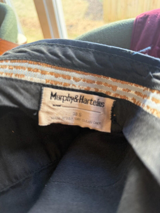Vintage Murphy & Hartelius Navy Double Pleated Dress Pants - 38x29