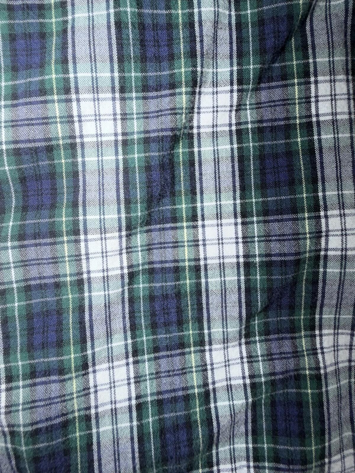 J.Crew Men's Slim Flex Washed Button Front Shirt Navy& Green Plaid - Size M