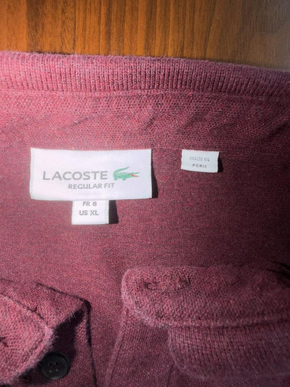 Lacoste Regular Fit Burgundy Short Sleeve Polo Shirt - Size XL