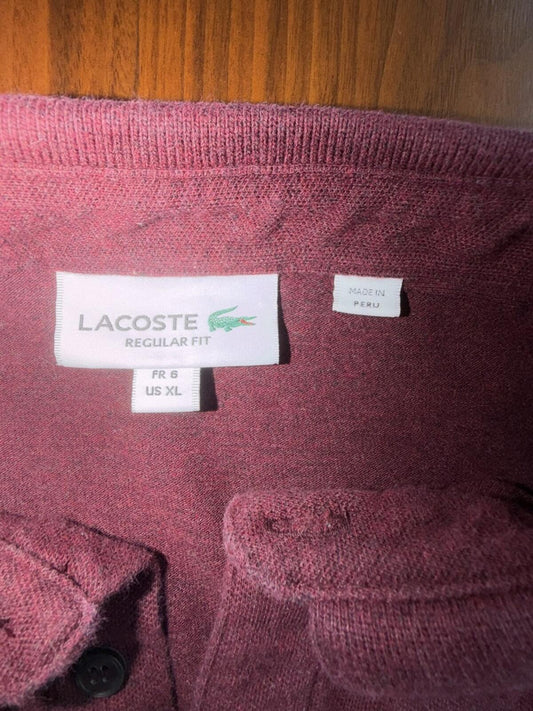 Lacoste Regular Fit Burgundy Short Sleeve Polo Shirt - Size XL