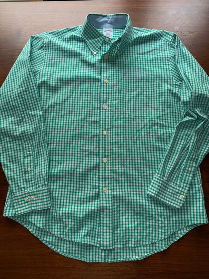 Brooks Brothers Regent Fit Green Tattersall Button-Down Shirt - Size L