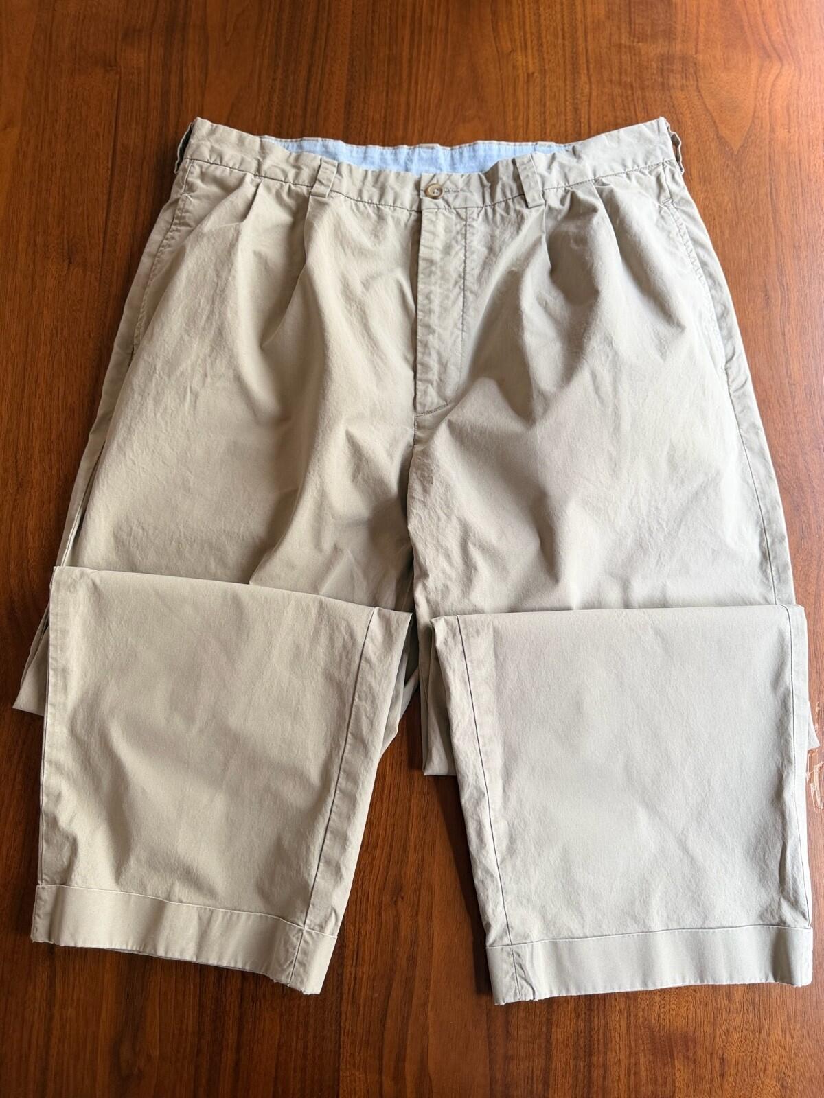 Brooks Brothers Elliot Fit Pleated Khaki Chino Pants - 35x32
