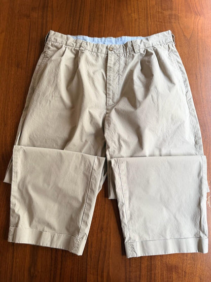 Brooks Brothers Elliot Fit Pleated Khaki Chino Pants - 35x32