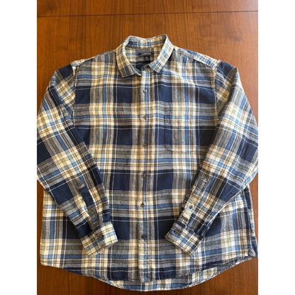 Lands' End Men's XL Long Sleeve Traditional Fit Plaid Flannel Button Down Shirt