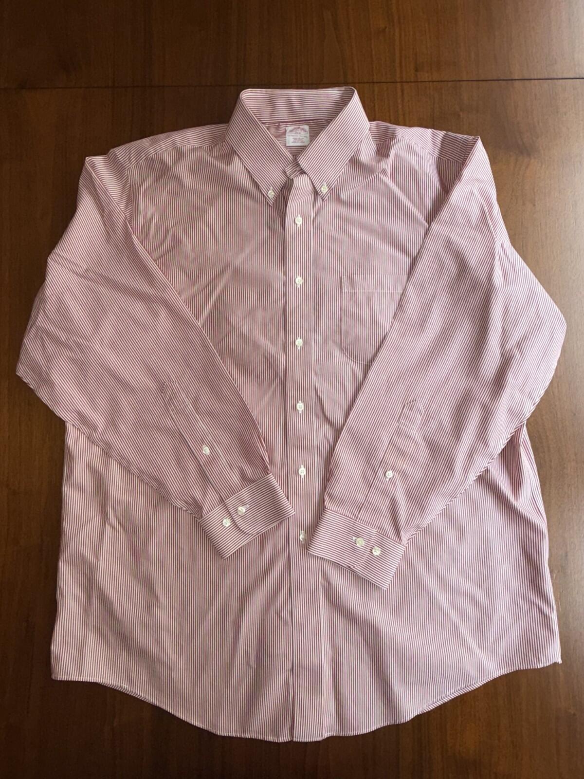 Brooks Brothers 346 Men's Red Striped Dress Shirt - Size 17-35