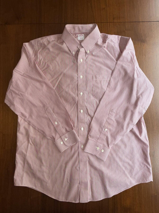 Brooks Brothers 346 Men's Red Striped Dress Shirt - Size 17-35