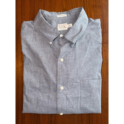 J.Crew Men's Secret Wash Cotton Poplin Shirt Slim - Size XL