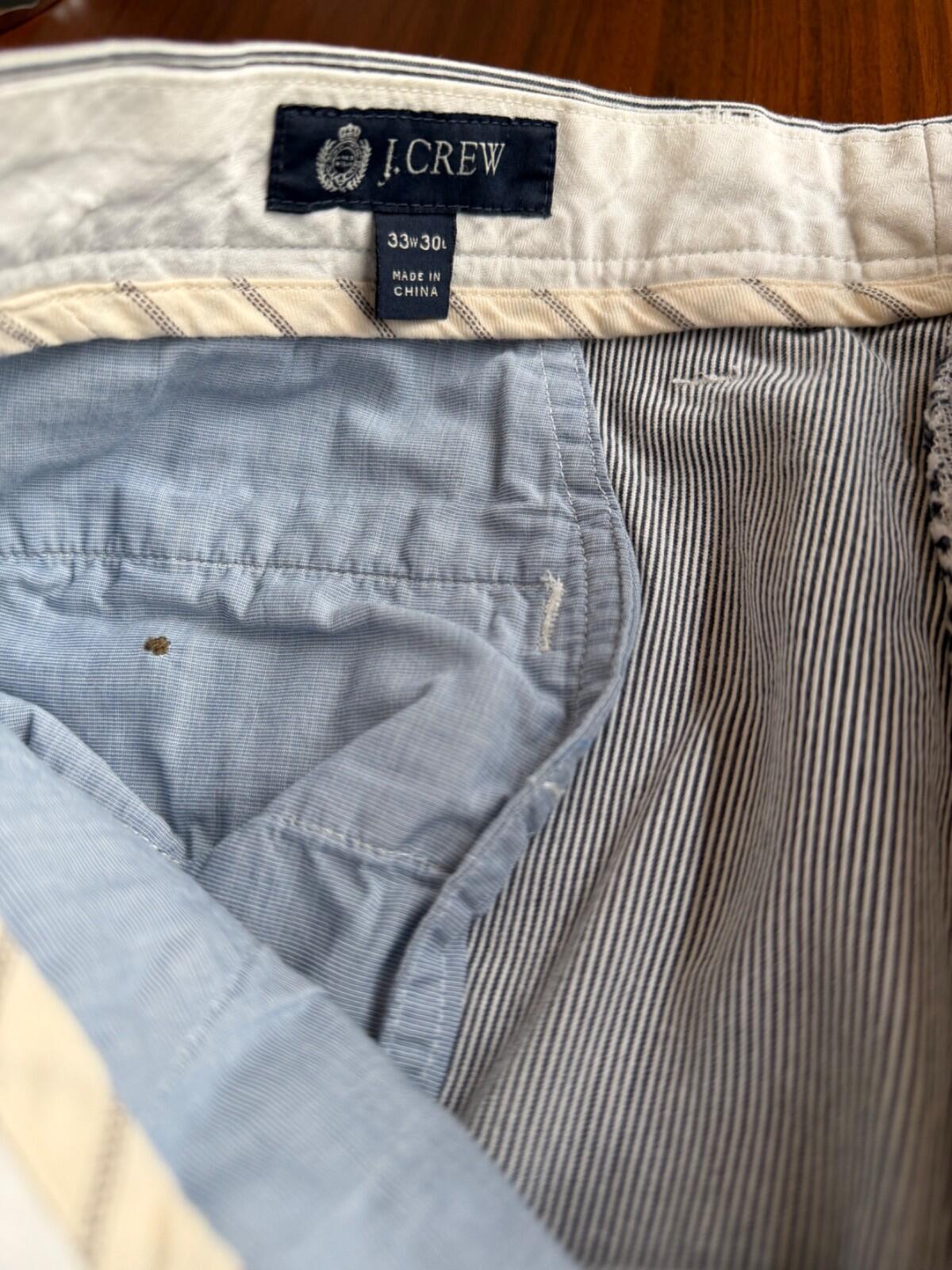 J.Crew Men's Seersucker Pinstripe Straight Leg Chino Pants - Size 33x30