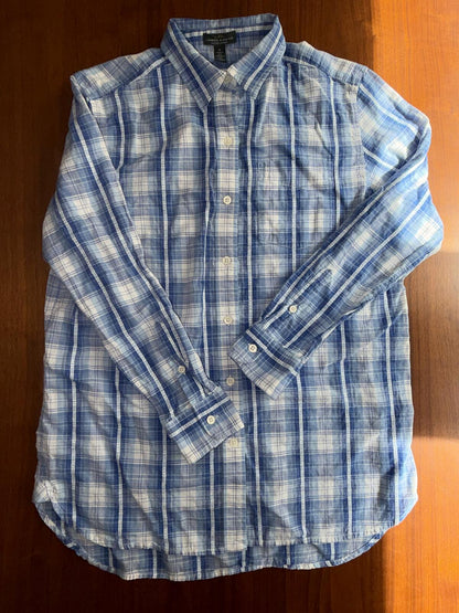 Lauren Jeans Co Ralph Lauren Women's Blue Plaid Button Front Shirt - Size M
