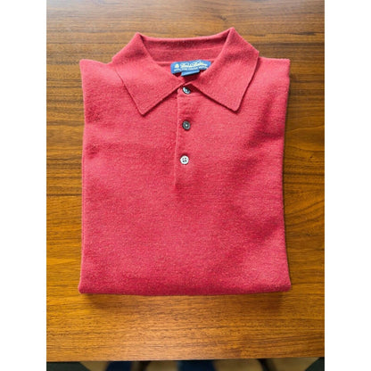 Brooks Brothers Italian Merino Wool Long Sleeve Polo Sweater Red - Size XL