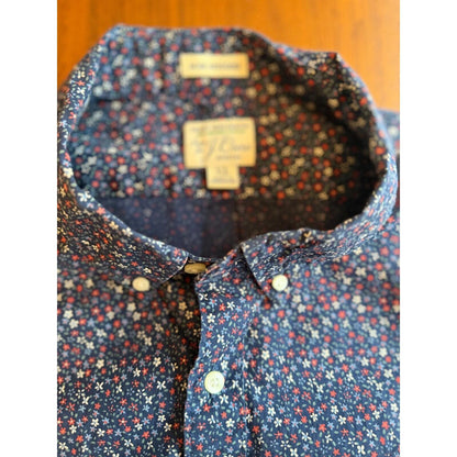 J.Crew Men's Slim Untucked Secret Wash Og Cotton Stretch Floral Shirt - Size XL