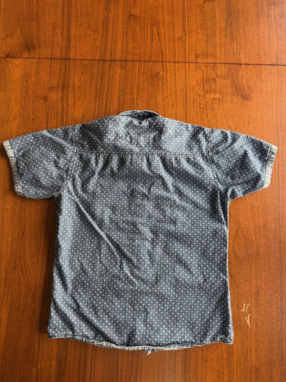 Guess Men's Denim Patterned Short-Sleeve Button-Down - Size L