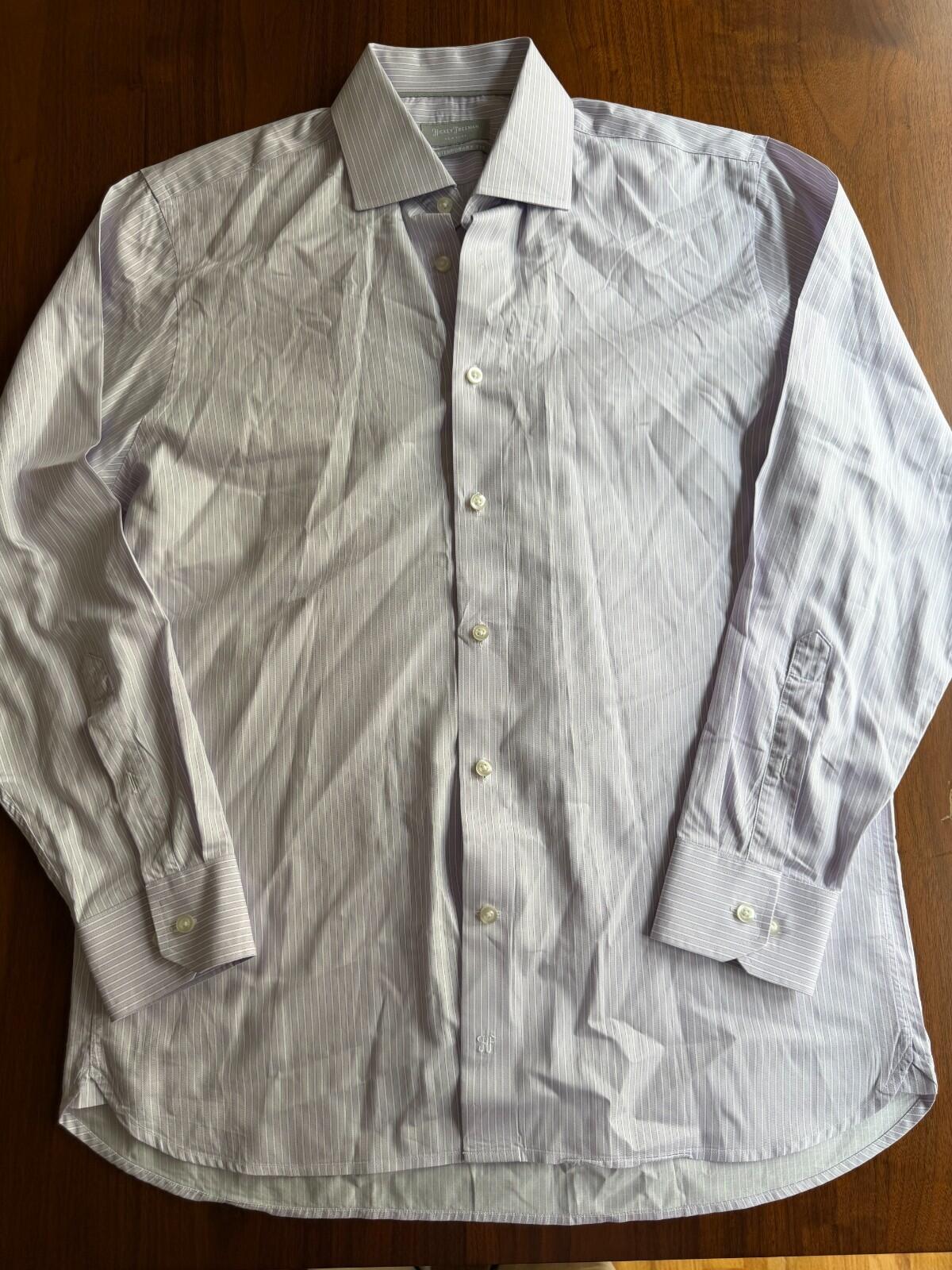 Hickey Freeman Contemporary Fit Purple and White Striped Shirt 16-34/35