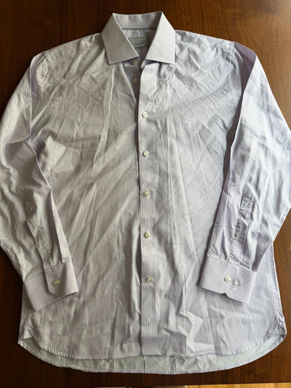 Hickey Freeman Contemporary Fit Purple and White Striped Shirt 16-34/35