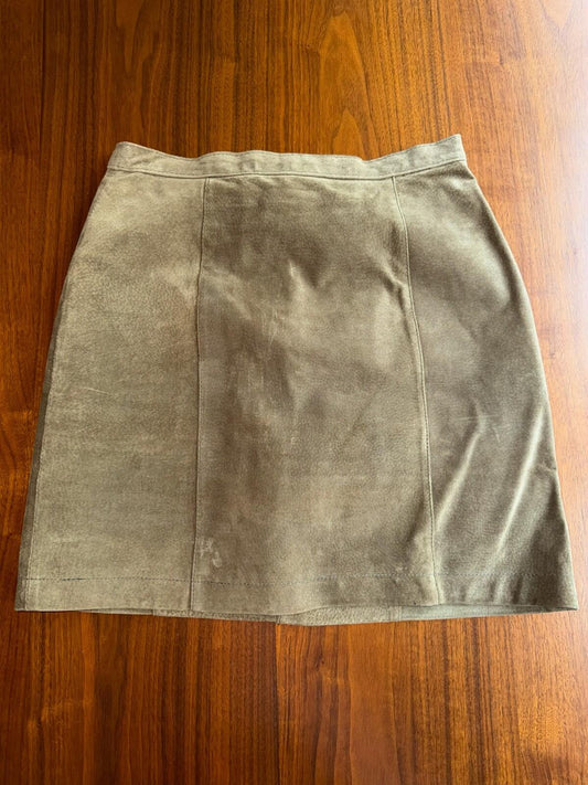 Vintage Fox Run Workshop Women's Tan Suede Leather Mini-Skirt  - Size 11