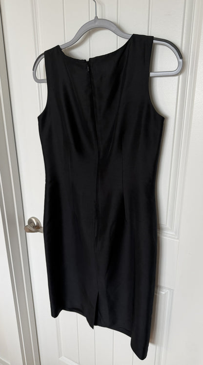 Talbots Black Silk Sleeveless Dress with Embroidered Floral Detail - Size 6