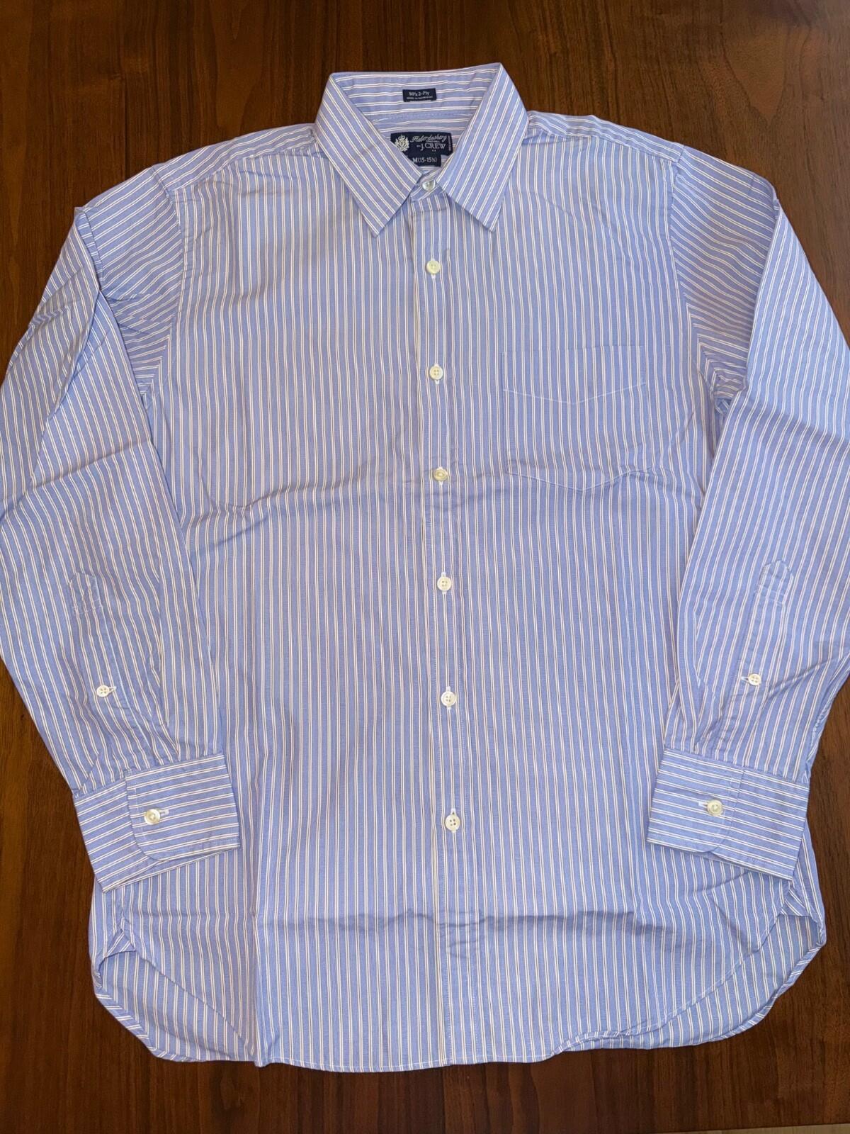 Vintage J.Crew Haberdashery 80's 2-Ply Blue White Red Stripe Shirt Size Medium