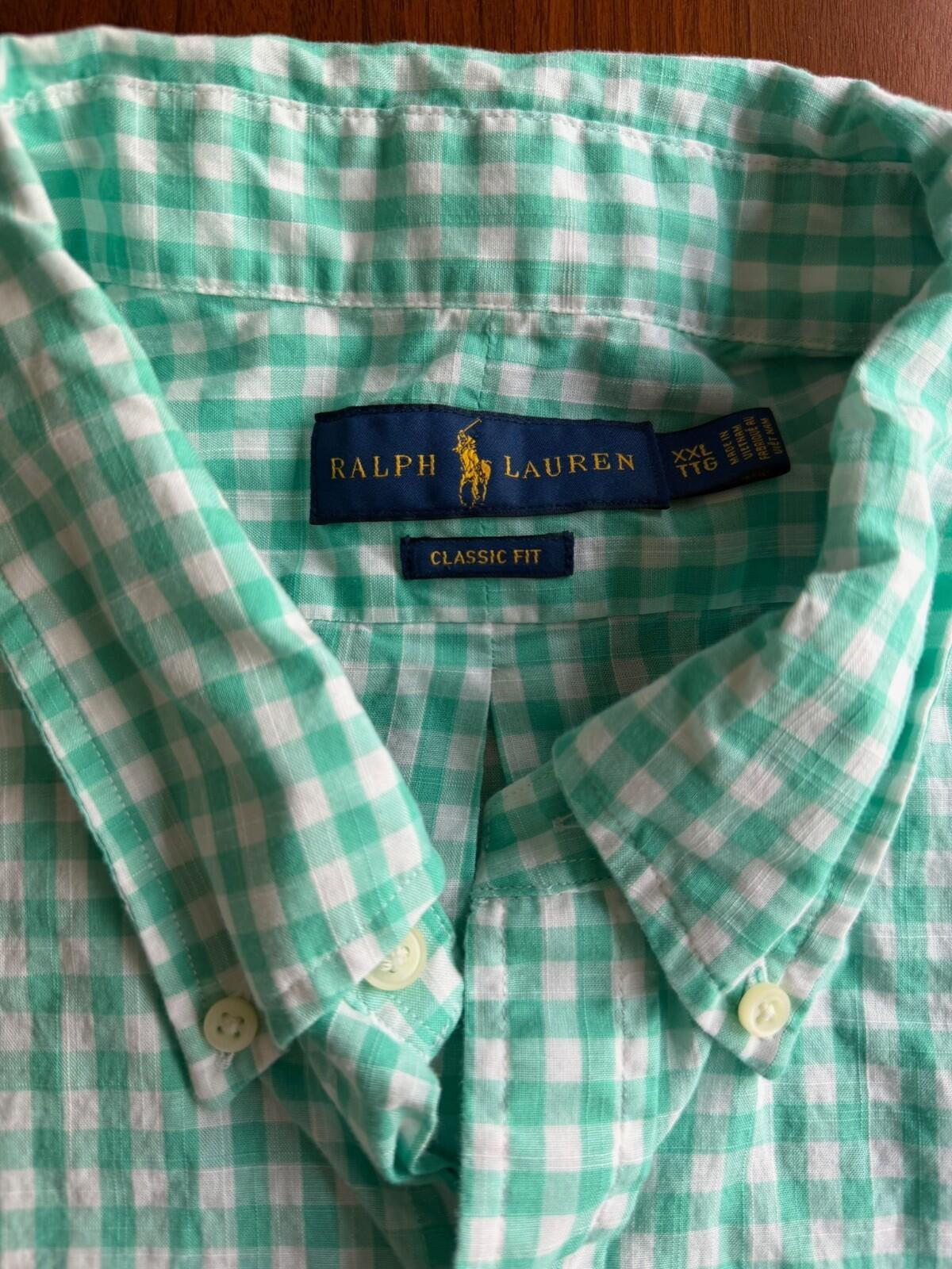Polo Ralph Lauren Men's  Classic Fit Teal Gingham Short Sleeve Shirt - Size XXL