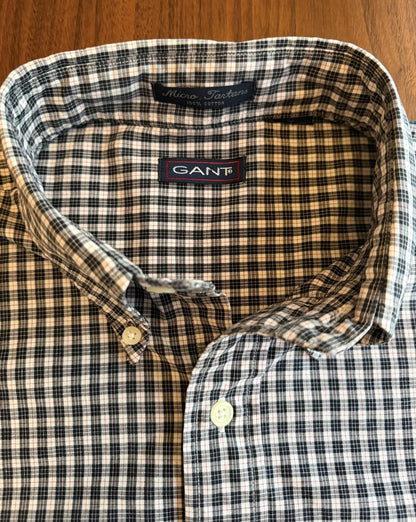 GANT Men’s Black and White Check Button-Down Shirt - Size XL
