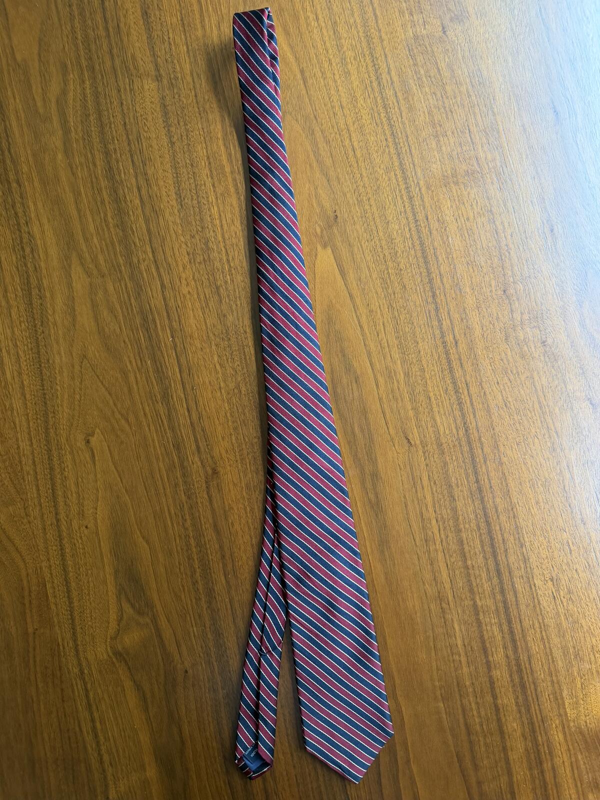 Vintage Lands' End Burgundy& Navy Striped Silk Dress Tie