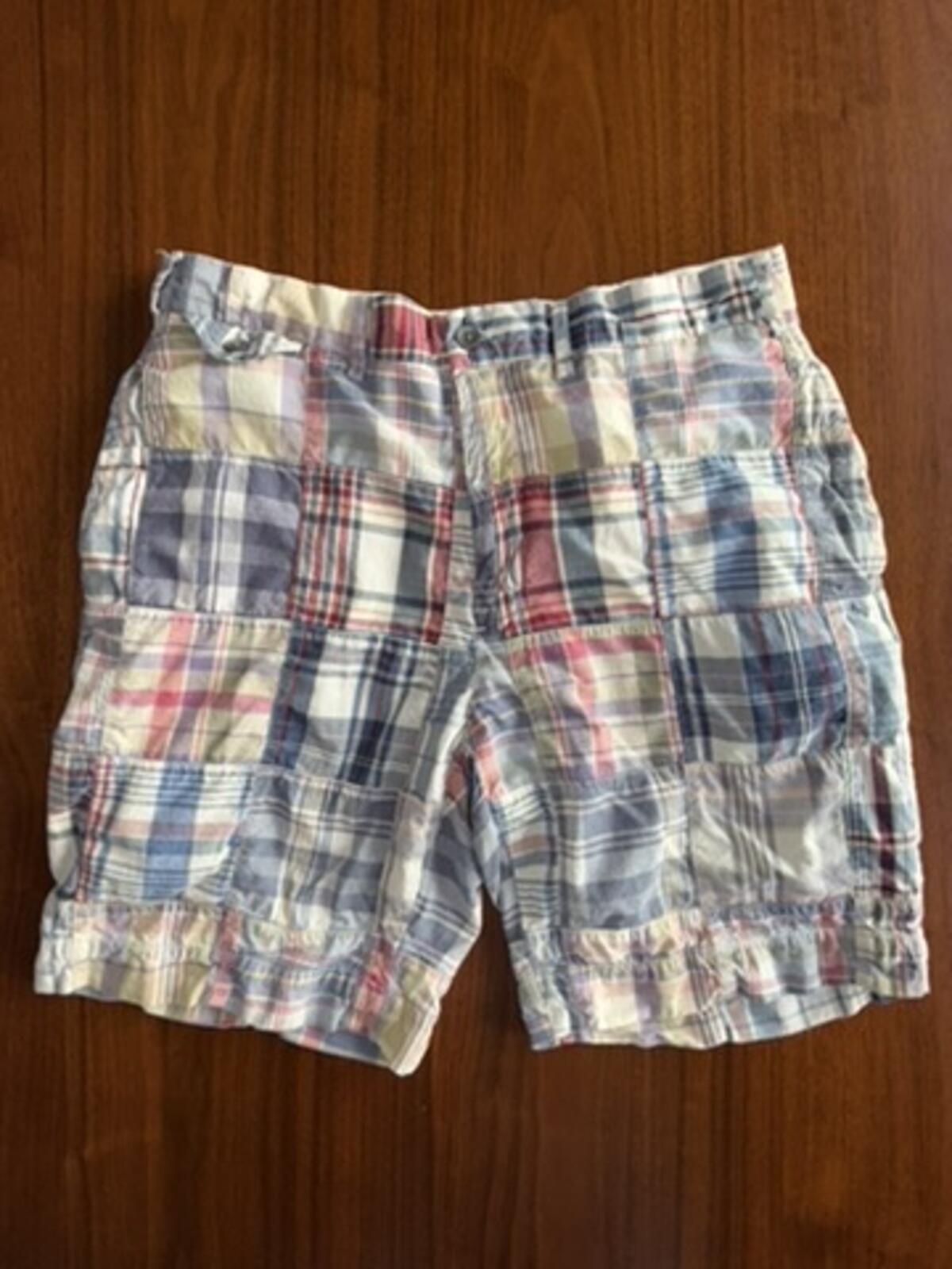 Polo by Ralph Lauren Men's Authentic India Madras Blue Plaid Patchwork Shorts - Size 31